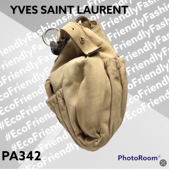YVES SAINT LAURENT BEIGE LEATHER MOMBASA BAG - Picture 7 of 9